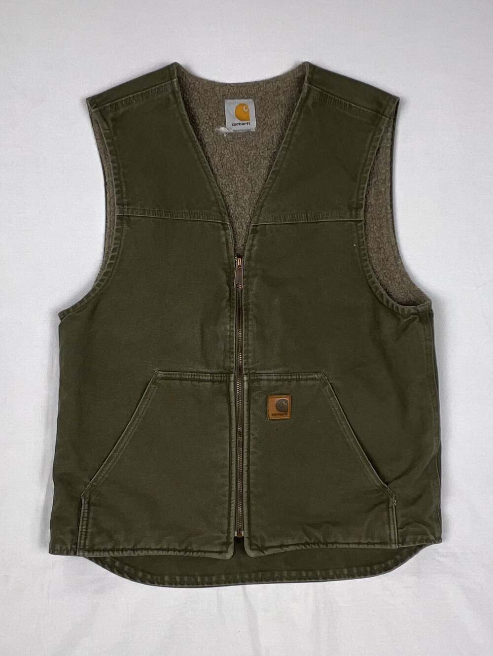 Carhartt Duck Sherpa Lined Vest Green Canvas